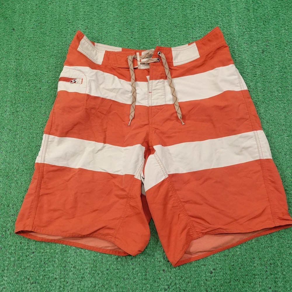 Patagonia Swim‎ Shorts Mens 30 Orange Striped Board Shorts Drawstring
